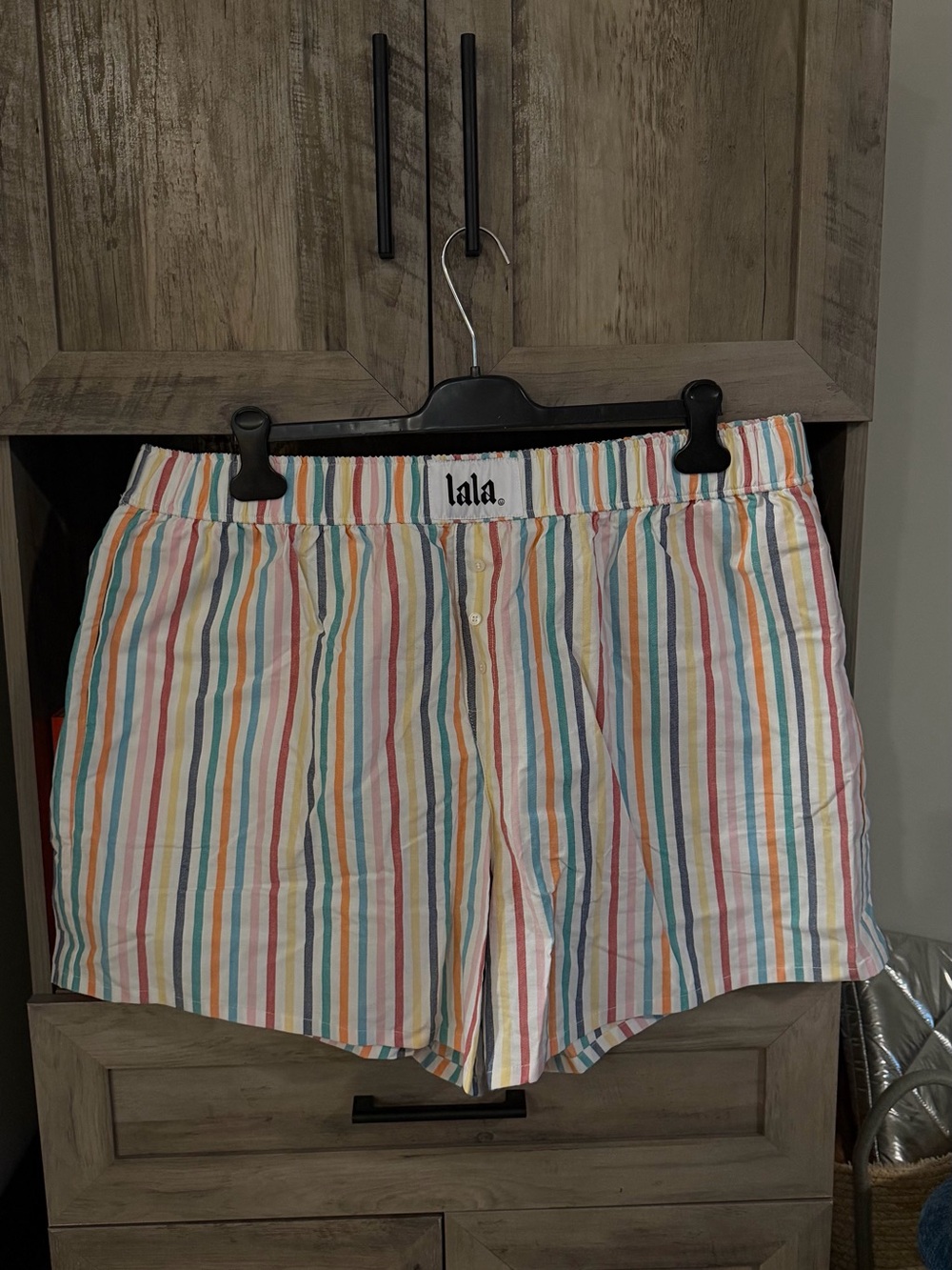 Dressed in LALA Multicolor Vertical Stripe Cotton Shorts